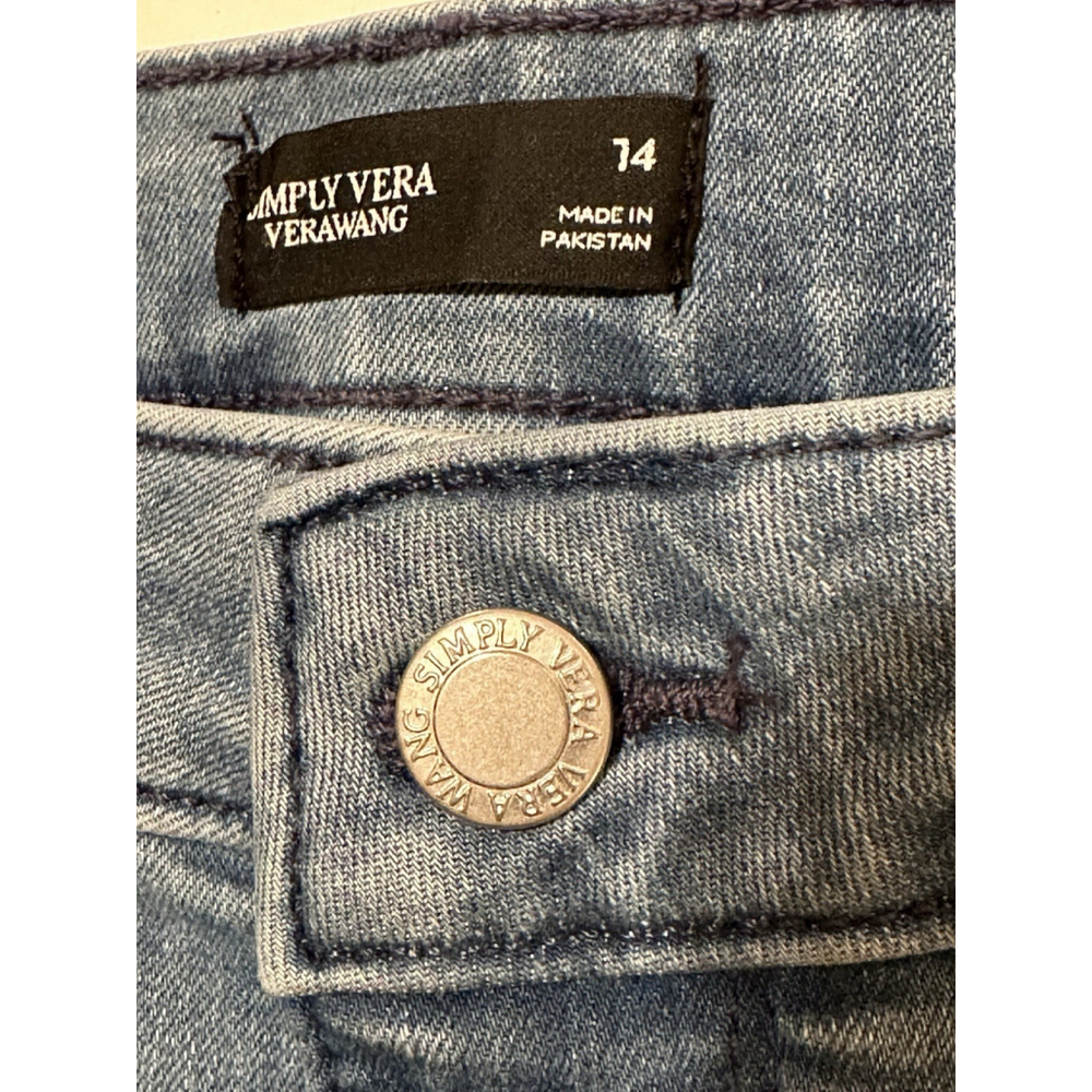 Simply Vera Wang Bootcut Denim Jeans Womens 14 35x32.5 (Long) Distressed Blue - Picture 15 of 16